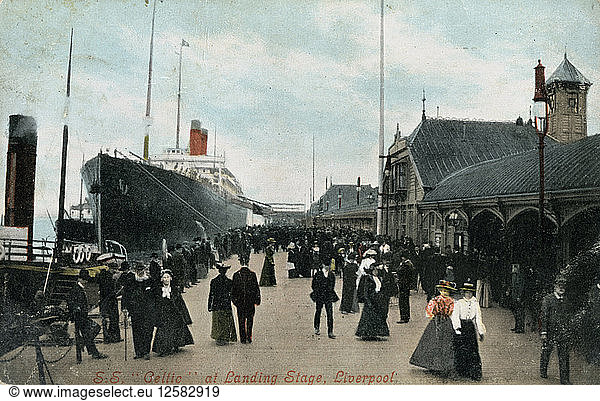 Steamship SS Celtic at the quayside  Liverpool  Lancashire  c1904.Artist: Valentine & Sons Ltd