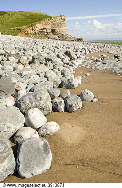 Steine  Strand  Klippe  Küste  Nash Point  Glamorgan Heritage Coast  Südwales  Wales  Großbritannien  Europa
