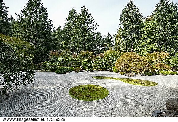 Steingarten  Zen Garten  Japanischer Garten  Portland  Oregon  USA  Nordamerika