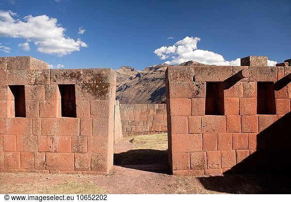 Steinmauer Gebäude Ruine antik Inka Peru Pisac Südamerika