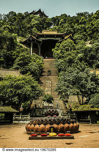 Steps leading up to a temple in China
