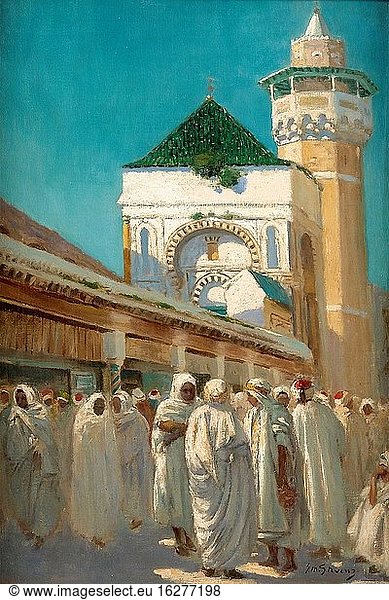 Stevens Gustave Max - Conversatie Voor De Hammouda Pacha Moskee Te Tunis - Belgische Schule - 19. Jahrhundert.