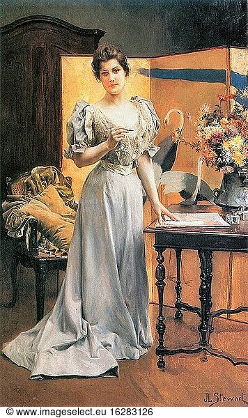 Stewart Julius Leblanc - a Lady's Pastime - French School - 19th and Early 20th Century.