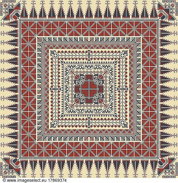 Stickerei Tatreez Muster  palästinensische Mode Vektor Ornament