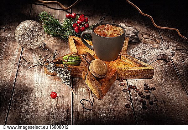 Still life with new year accessories on a studio background  Russia  Europe