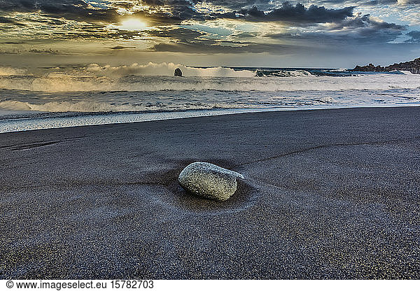 Stone at lava beach  Playa del Bollulo  Tenerife  Spain