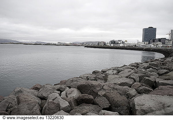 Stone breaker barrage of Reykjavik Harbour