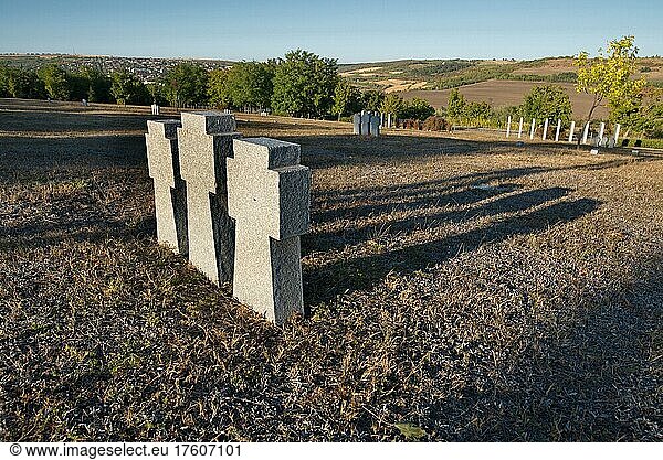 Stone crosses at the German military cemetery in Chisinau  Moldova  Europe