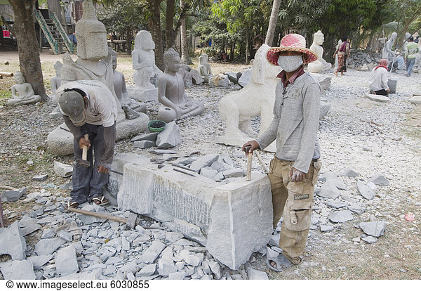 Stone masons  Cambodia  Indochina  Southeast Asia  Asia
