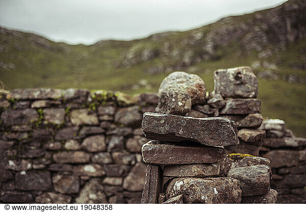 stone ruins village in scottish highlands
