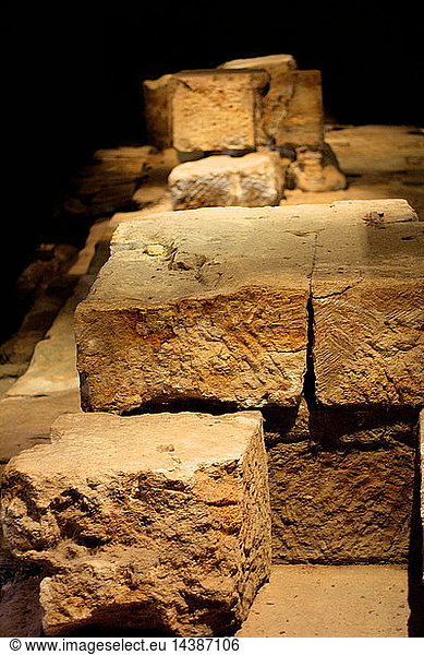 Stonework in and around the Sacred Spring in the Roman Baths in England.. Stonework in and around the Sacred Spring in the Roman Baths in England. Circa 1st century BC-3rd Century AD.