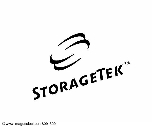 Storage Technology  Corporation Storage Technology  Corporation  gedrehtes Logo  Weißer Hintergrund