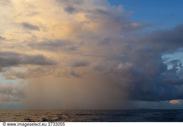 Storm,  rain shower and thunderstorm over the sea