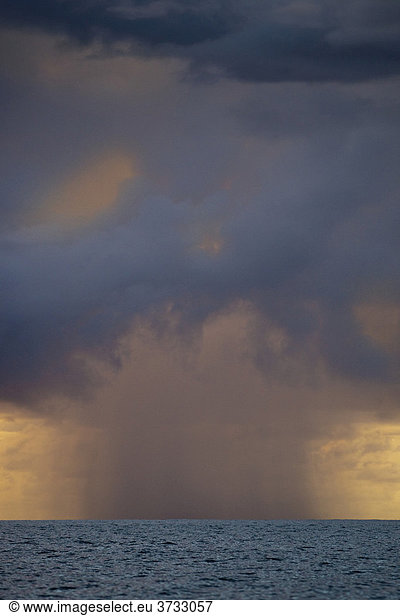 Storm  rain shower and thunderstorm over the sea