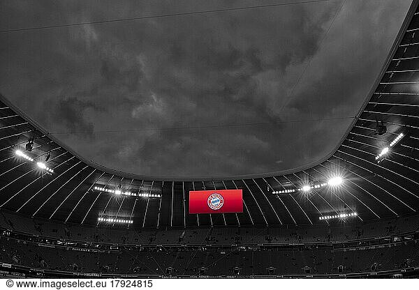 Stormy atmosphere over the Allianz Arena  severe weather  Munich  Bavaria  Germany  Europe