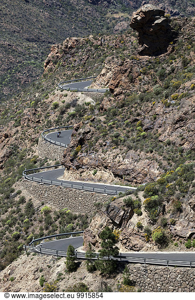 Straße bei Timagada  Gran Canaria  Kanarische Inseln  Spanien  Europa