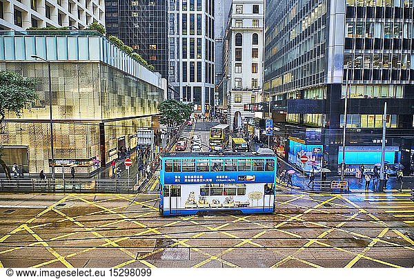 Straßenbahn im Central District  Hongkong  China