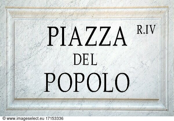 Straßenschild der Piazza del Popolo in Rom - Italien.