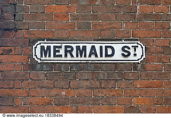 Straßenschild  Mermaid Street  Rye  East Sussex  England  Großbritannien  Europa