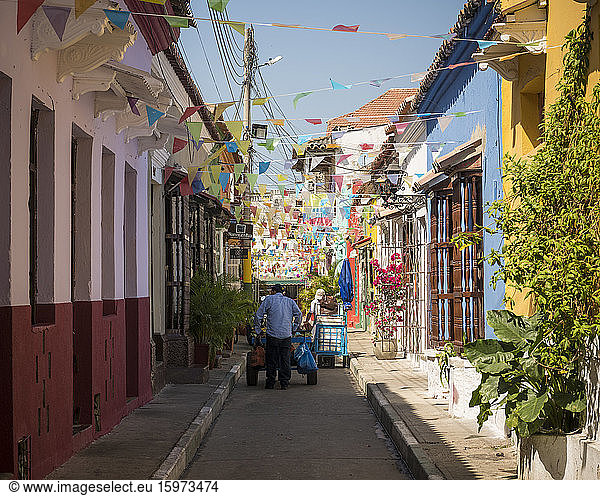 Straßenszene  Getsemani Barrio  Cartagena  Abteilung Bolivar  Kolumbien  Südamerika