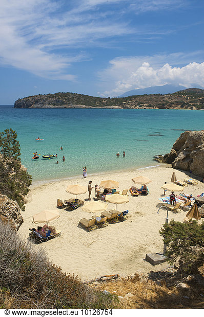 Strand an der Mirambellou Bucht  bei Agios Nikolaos  Kreta  Griechenland  Europa