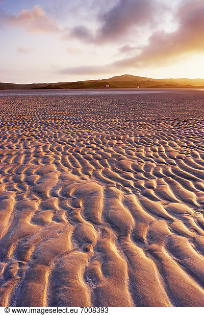 Strand  Morgendämmerung  Sand  gewellt  Schottland