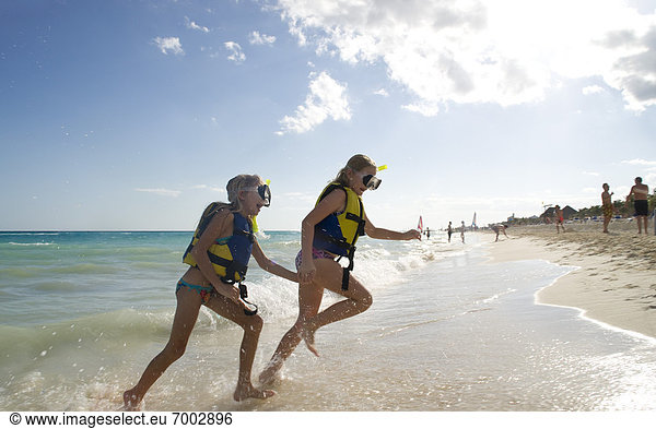 Strand  schnorcheln  Mexiko  Mädchen  Fahrgestell  playa del carmen