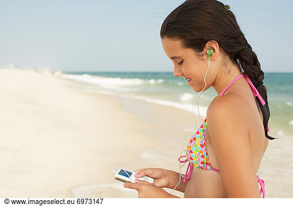 Strand  Spiel  MP3-Player  MP3 Spieler  MP3 Player  MP3-Spieler  Mädchen