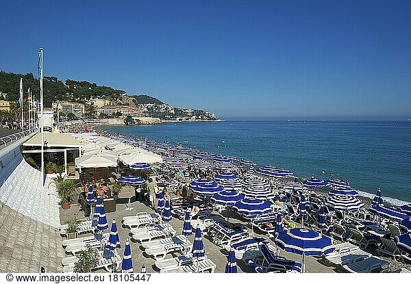 Strand von Nizza  Cote d'Azur  Alpes-Maritimes  Provence-Alpes-Cote d'Azur  Frankreich  Europa