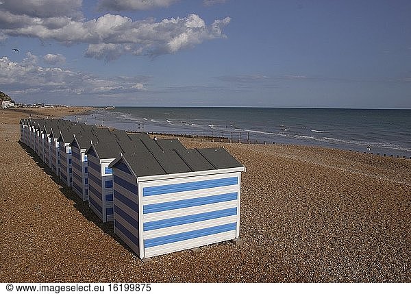 Strandhütten Hastings beach East Sussex UK.