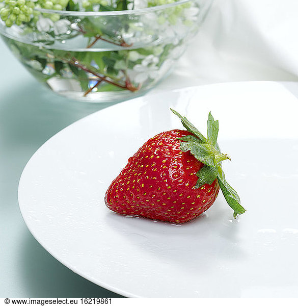 Strawberry on plate  close-up