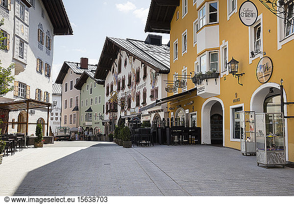 Street amidst buildings at Hinterstadt  KitzbÃ¼hel  Tyrol  Austria