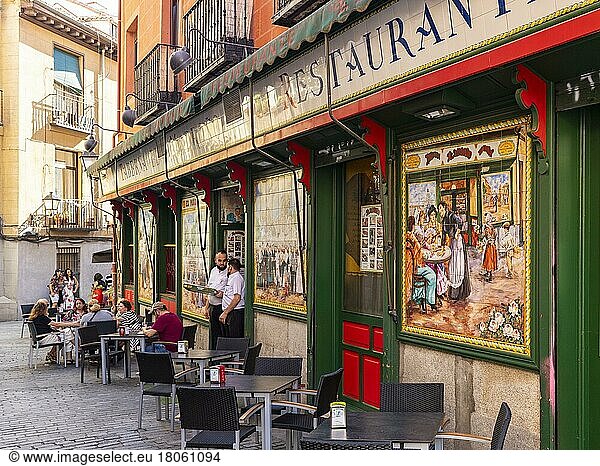 Street café  Old Town of Madrid  Capital  Spain  Southern Europe  Europe