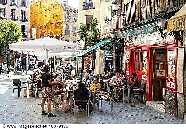 Street café  Old Town of Madrid  Capital  Spain  Southern Europe  Europe