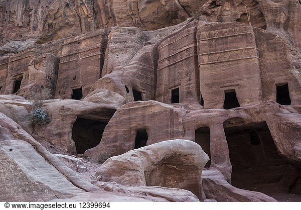 Street of Façades. Tombs and caves. Petra Archaeological Park  Petra. UNESCO World Heritage Site  one of the new Seven Wonders of the World  Wadi Musa  Jordan.