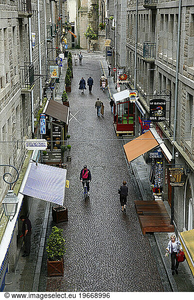 street scene at the old town of Saint Malo  Brittany  France.