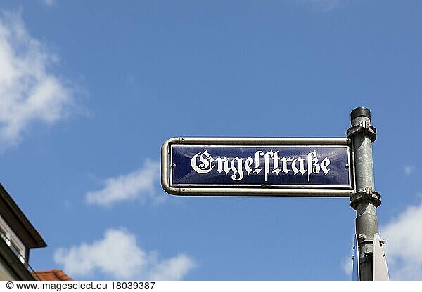 Street sign Engelstraße in the old town of Freiburg im Breisgau  Baden-Württemberg  Germany  Europe