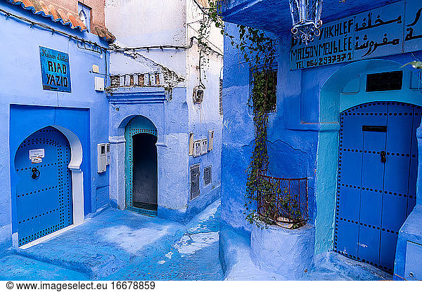 streets of blue city of Chefchaouen  Morocco