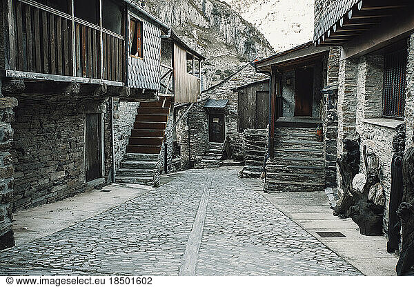 Streets of Santiago de Peñalba  an old stone village in the mountains