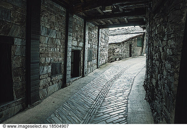 Streets of Santiago de Peñalba  an old stone village in the mountains