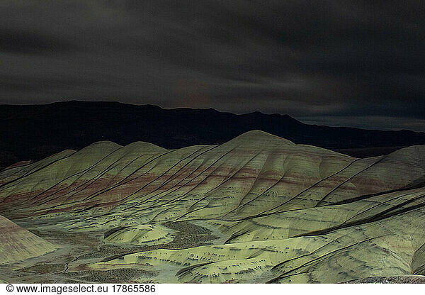 Striped rock formations in the mountains of John Day Fossil Beds