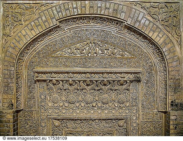 Stucco relief  Friday Mosque  Masjid-e Jomeh  Isfahan  Isfahan  Iran  Asia