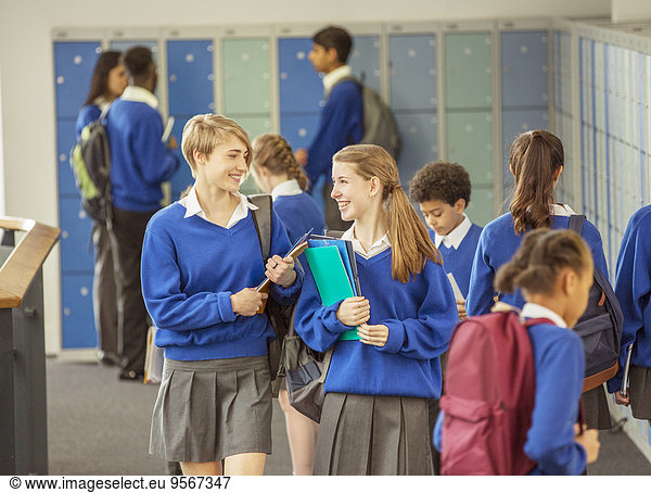 Students in corridor during break in high school