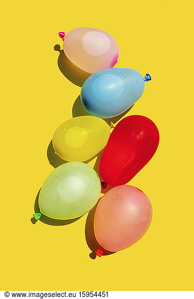 Studio shot of bunch of colorful water balloons