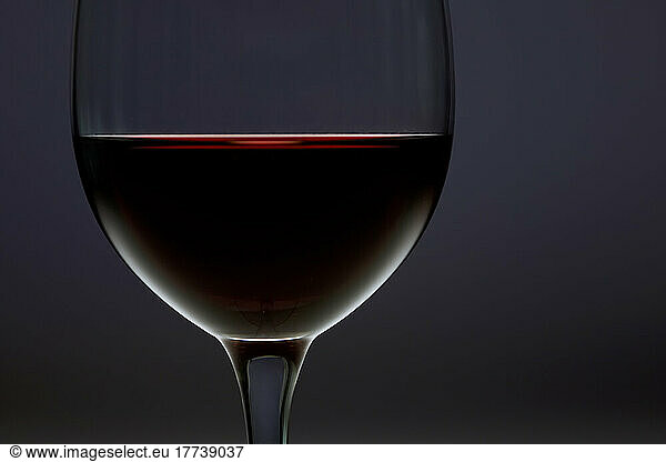 Studio shot of glass of red wine