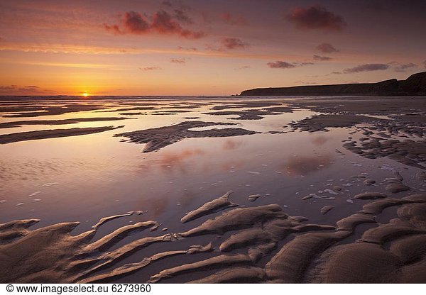 Stufe  Wasserrand  Europa  Strand  Großbritannien  Sand  Cornwall  England