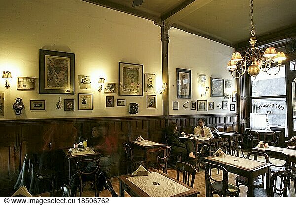Stylish interior of Cafe Brasilero. Montevideo's longest operati