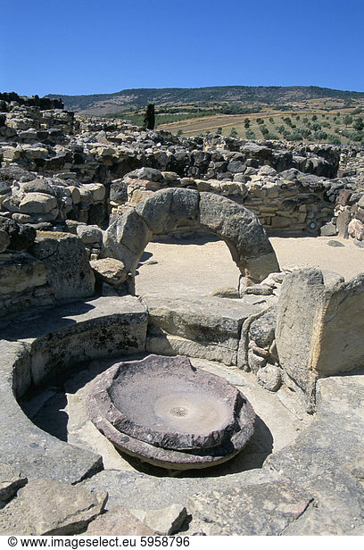 Su Nuraxi Nuragische Komplex  aus 1500 v. Chr.  Barumini  UNESCO Weltkulturerbe  Insel Sardinien  Mittelmeer  Europa