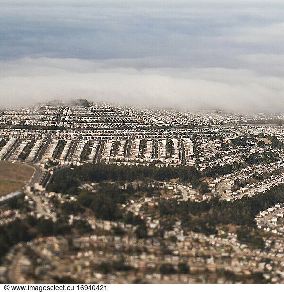 Suburbs with cloud cover.