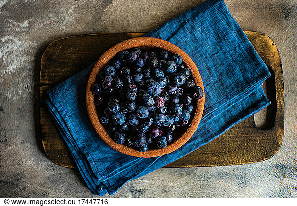 Summer refreshment food with raw blueberry
